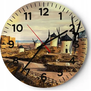 Hodiny Velké nástěnné hodiny 40x40 Krajina Skleněné hodiny Kulatý Tiché