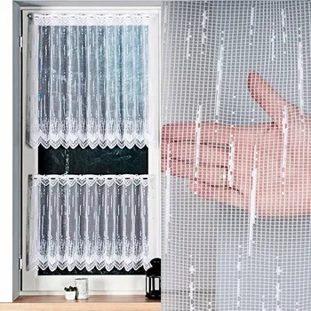 Vitrážová Záclona žakárová vzor 000146 bílá 50 cm metráž