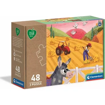Puzzle Puzzle CLEMENTONI Play for Future – Zvířata na farmě 3×48 dílků