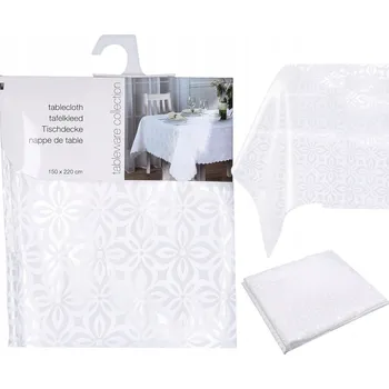 ubrus Bílý ubrus na stůl 180x130 cm obdélníkový polyester s ozdobami