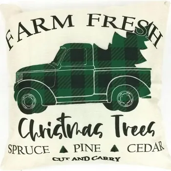 Povlak na polštářek Povlak na polštář Vánoční Zelený Truck Stromeček