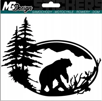 Samolepicí dekorace na vozidlo SAMOLEPKA na auto MEDVĚD LES 12x15 cm