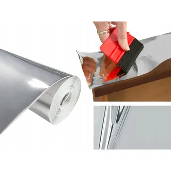 Tapeta Dekorativní chromová lesklá Fólie Samolepicí dýha na nábytek, DIY 45x100cm