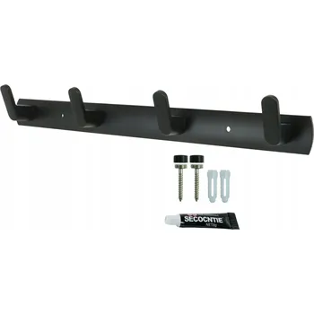 Věšák Černý nástěnný věšák se 4 háčky v loft stylu