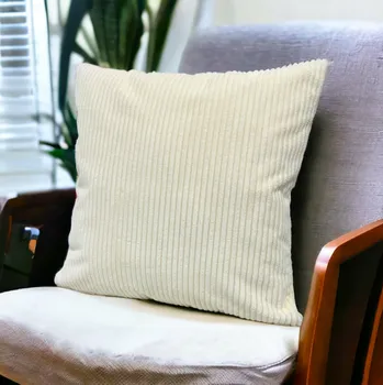 Polštář Krémový dekorativní povlak na polštář s proužky 40x50