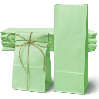 Dárková taška Papírová taška ZELENÁ PASTELOVÁ 100x70x280mm na SLADKOSTI NAROZENINY OSLAVY
