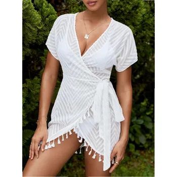 Dámské šaty Dámské plážové šaty na zavazování Barva: Bílá, Velikostní tabulka: M
