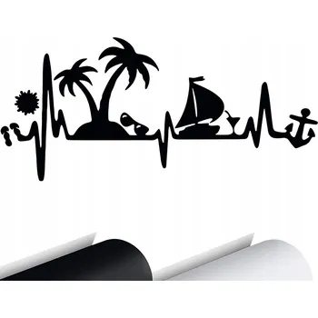 Samolepicí dekorace na vozidlo SAMOLEPKA Grafika na auto Puls Dovolená Cestování Palmy Dobrodružství 15x7