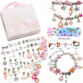 kreativní sada Sada na výrobu náramků MalPlay 63 ks skleněných/kovových korálky