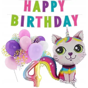 Balónek BALÓNKY sada s konfetami k narozeninám 4 ROKY KOČKA