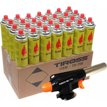 Plynová kartuše KARTON PLYNOVÝCH BOMBIČEK PLYNOVÁ KARTUŠE 28 KS + HOŘÁK MC-718a