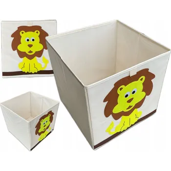 Úložný box ÚLOŽNÝ BOX KOŠ NA HRAČKY ORGANIZÉR KRABIČKA SKLÁDACÍ TRUHLA lev 32x33x33 cm