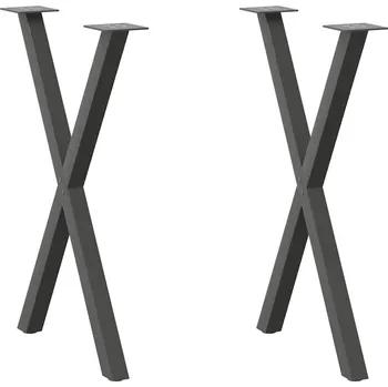 Barový stolek OMAXI Nohy k jídelnímu stolu ve tvaru X, 2 ks, antracitové, 57 x (72-73) cm, ocel 315748