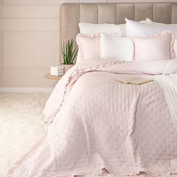 Přehoz na lůžko Růžový přehoz na postel s volánem WERONA 170x210 cm