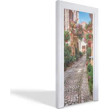Fototapeta Samolepící nálepka ozdoba na dveře Okouzlující ulička květin 75x205 cm