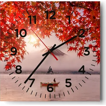 Hodiny Kuchyňské nástěnné hodiny 30x30 Krajina Skleněné hodiny do obýváku Moderní Tiché