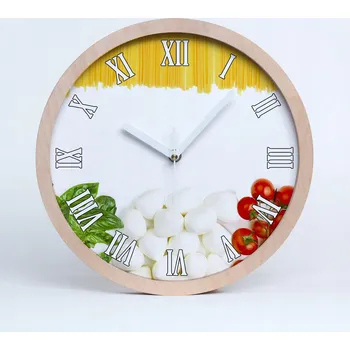 Hodiny Nástěnné tekoucí dřevěné hodiny italská vlajka průměr 25 cm