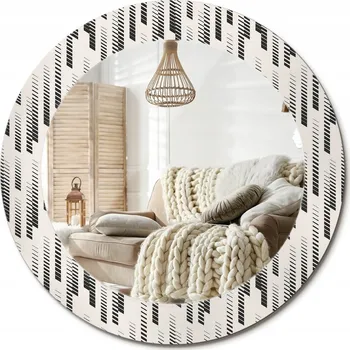 Zrcadlo Stylové kulaté zrcadlo na zeď s potiskem na skle průměr 60 cm - Vzor proužky