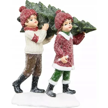 Vánoční dekorace VÁNOČNÍ FIGURKA DĚTI SE STROMEČKEM Vánoce doplněk do obýváku