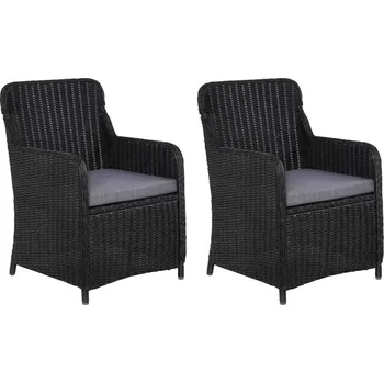OMAXI Zahradní židle s poduškami 2 ks polyratan černé 607649
