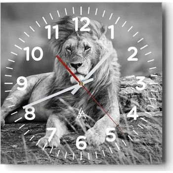 Hodiny Nástěnné hodiny do obýváku 40x40 Lev Tiché hodiny na skle Stylové