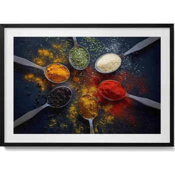 Obraz Obraz nástěnná dekorace Kuchyňské lžíce s barevným kořením 100x70 cm