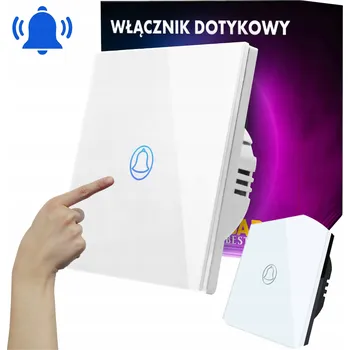 vypínač Zvonkový Spínač Dotykový Jednoduchý Podomítkový Sklo Bílý LED