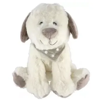 plyšák Teddies Pes/Pejsek sedící se šátkem bílý 23 cm