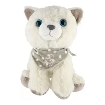 plyšák Kočka/Kočička sedící se šátkem 22 cm