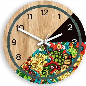 Hodiny Nástěnné hodiny dřevěné Lagos Boho 33 cm