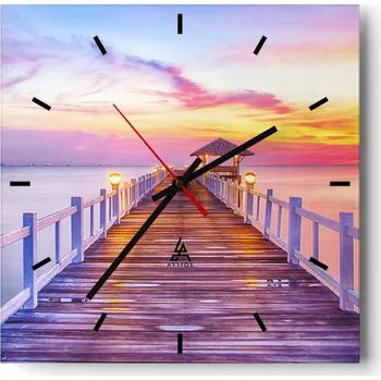 Hodiny Velké nástěnné hodiny 40x40 Krajina Skleněné hodiny Tiché