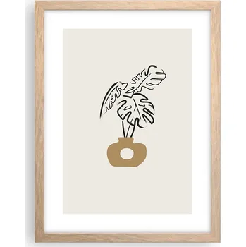 Obraz Obraz plakát v rámu světlý dub do obýváku 30x40 listy foto na zeď