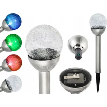 Venkovní osvětlení Solární lampa KOULE zahradní z matného SKLA 2 LED bílá/ barevná P-482