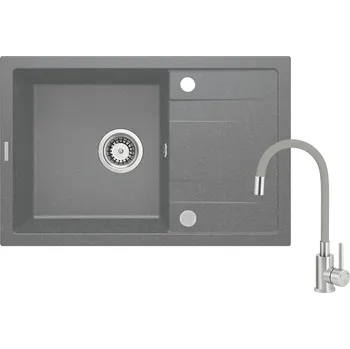 Granitový dřez Deante Corio dřezy s baterií šedá/ocel ZRCPS113