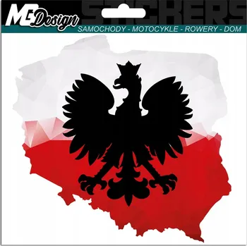 Samolepicí dekorace na vozidlo SAMOLEPKA Grafika na auto okno MAPA POLSKÝ Polsko ORLICE ZNAK 15x14