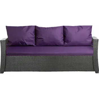 Polštář Sada polštářů na zahradní pohovku/sedací soupravu pro 3 osoby, fialová