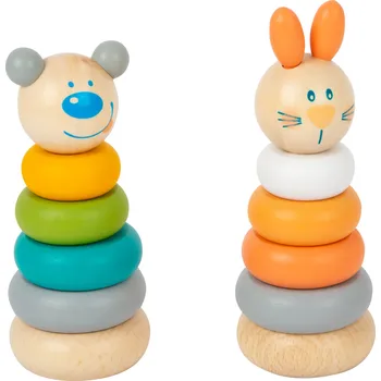 Dřevěná hračka small foot Nasazovací věž pastelová 1 ks králiček