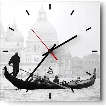 Hodiny Velké nástěnné hodiny 40x40 Benátky Skleněné hodiny Čtvercové Tiché