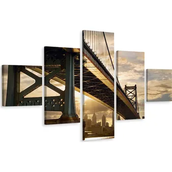 Obraz Vícedílný obraz MOST Západ Slunce 3D pohled 200x120 cm