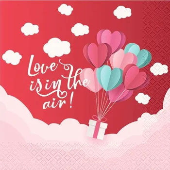 Papírový ubrousek Ubrousky celoroční Love is in The Air, červené