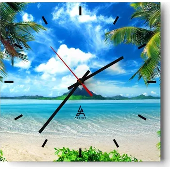 Hodiny Velké nástěnné hodiny 40x40 Krajina Skleněné hodiny Tiché