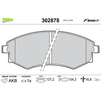 Brzdová destička Sada brzdových destiček, kotoučová brzda VALEO 302878