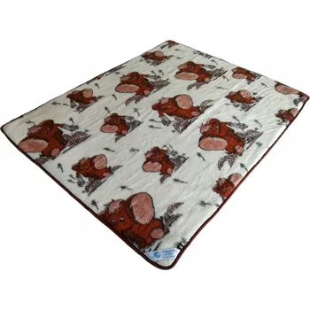deka VLNĚNÁ DEKA 140x200 MERINO AUSTRALSKÁ VLNA VZOR SLONI / PLÉD / PŘEHOZ