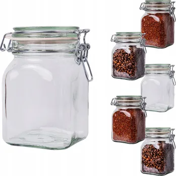 Sklenice 750 ml zavařovací sklenice se skleněným víčkem a sponou na kávu 0,75 l, 6 kusů