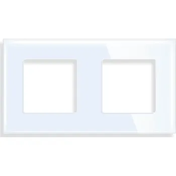 vypínač Rámeček dvojitý eLumos skleněný, bílý, 2 zásuvky