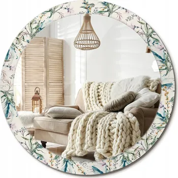 Zrcadlo Zrcadlo s potiskem do koupelny ložnice obývacího pokoje Akvarelové květiny 90 cm