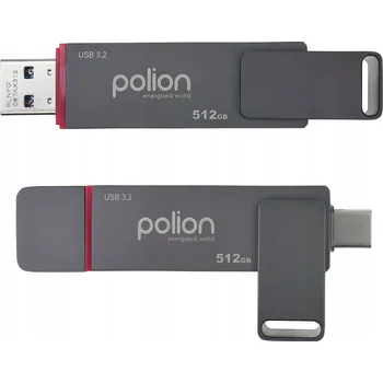 USB flash disk Pendrive Polion PLNFD005 512 GB USB 3.2 šedý
