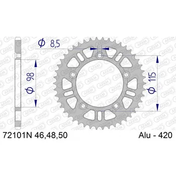 Nářadí na motocykly AFAM HLINÍKOVÁ ZADNÍ ROZETA #420 50 ZUBŮ KTM SX 60 / 65