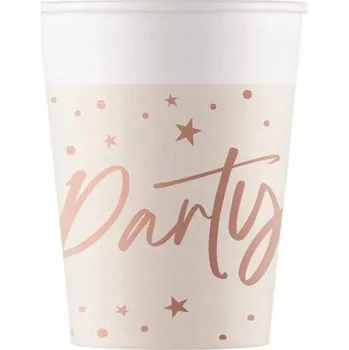 Party nádobí Papírové Kelímky na párty v růžovo-zlaté barvě, Decorata, FSC, 200 ml, 8 ks