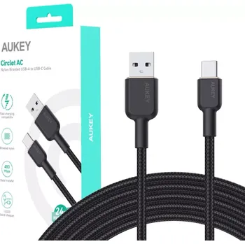 Aukey CB-NAC2 USB-A na USB-C, 1,8m, černý